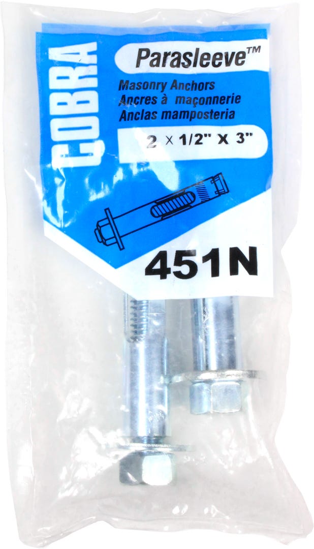 PARASLEEVE Masonry Anchor, 1/2 in. x 3 in., 2/Pack