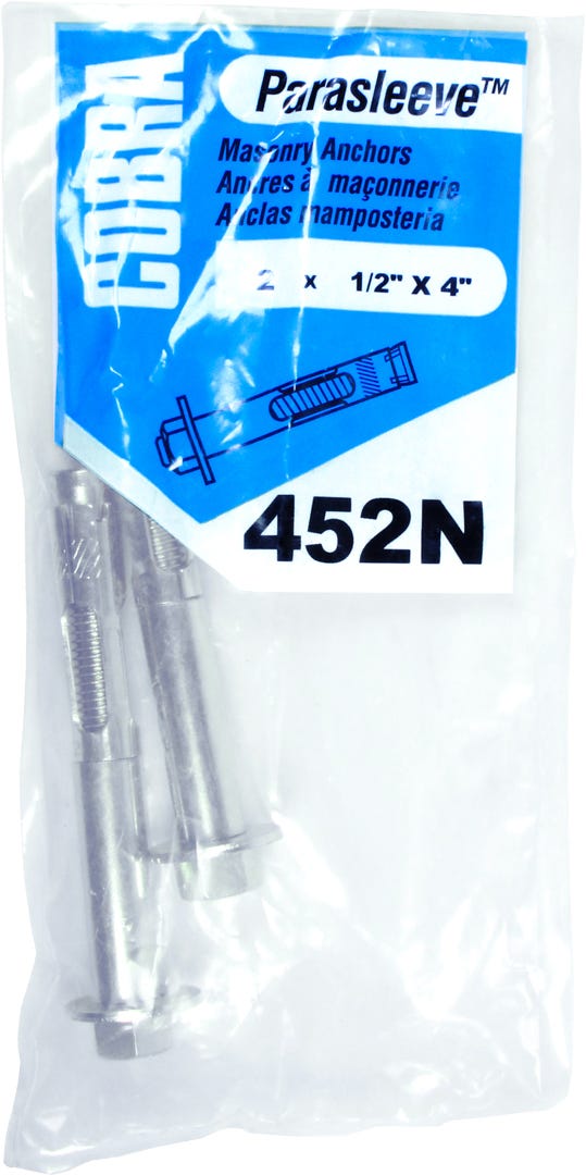 PARASLEEVE Masonry Anchor, 1/2 in. x 4 in., 2/Pack