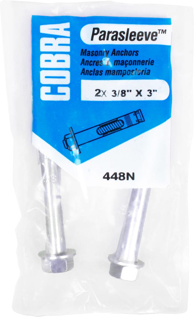 PARASLEEVE Masonry Anchor, 3/8 in. x 3 in., 2/Pack