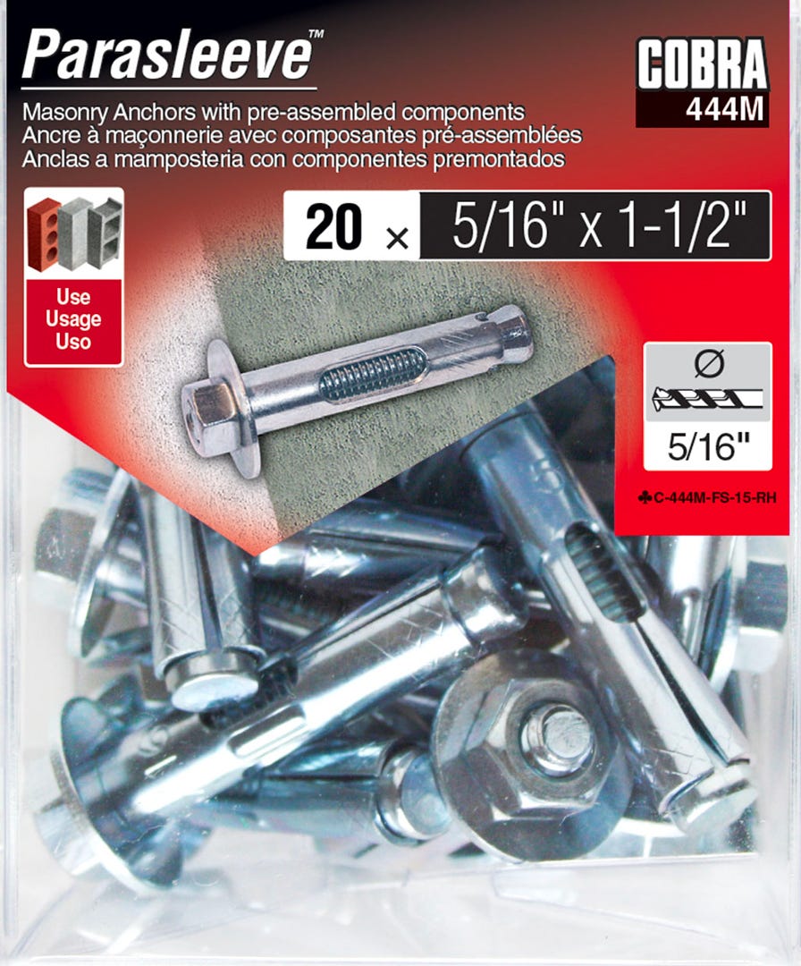 PARASLEEVE Masonry Anchor, 5/16 in. x 1-1/2 in., 20/Pack