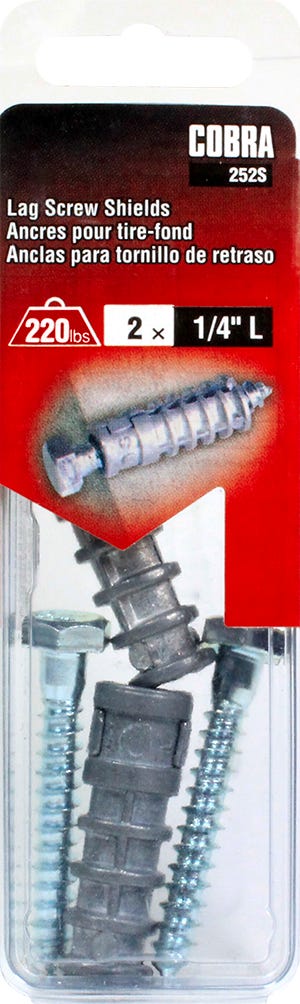 Masonry Lag Scews Anchor, 1/4 in., L + Bolt x 1-3/4 in., 2/Pack