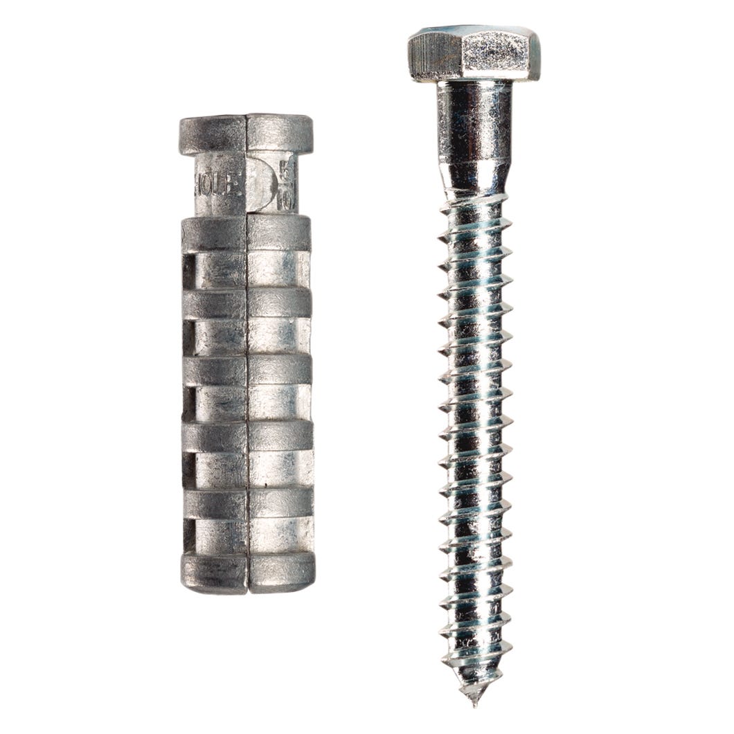 Masonry Lag Scews Anchor, 1/4 in. L, without Bolt, 20/Pack