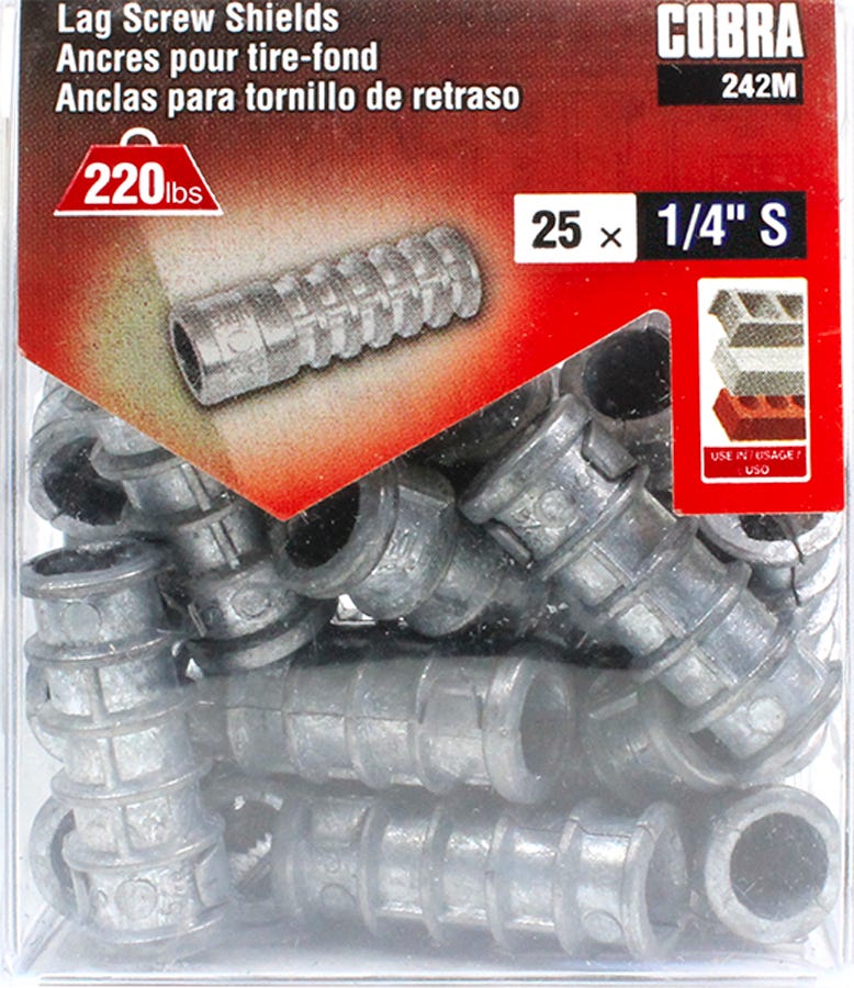 Masonry Lag Scews Anchor, 1/4 in., S + Bolt x 1-1/2 in., 2/Pack