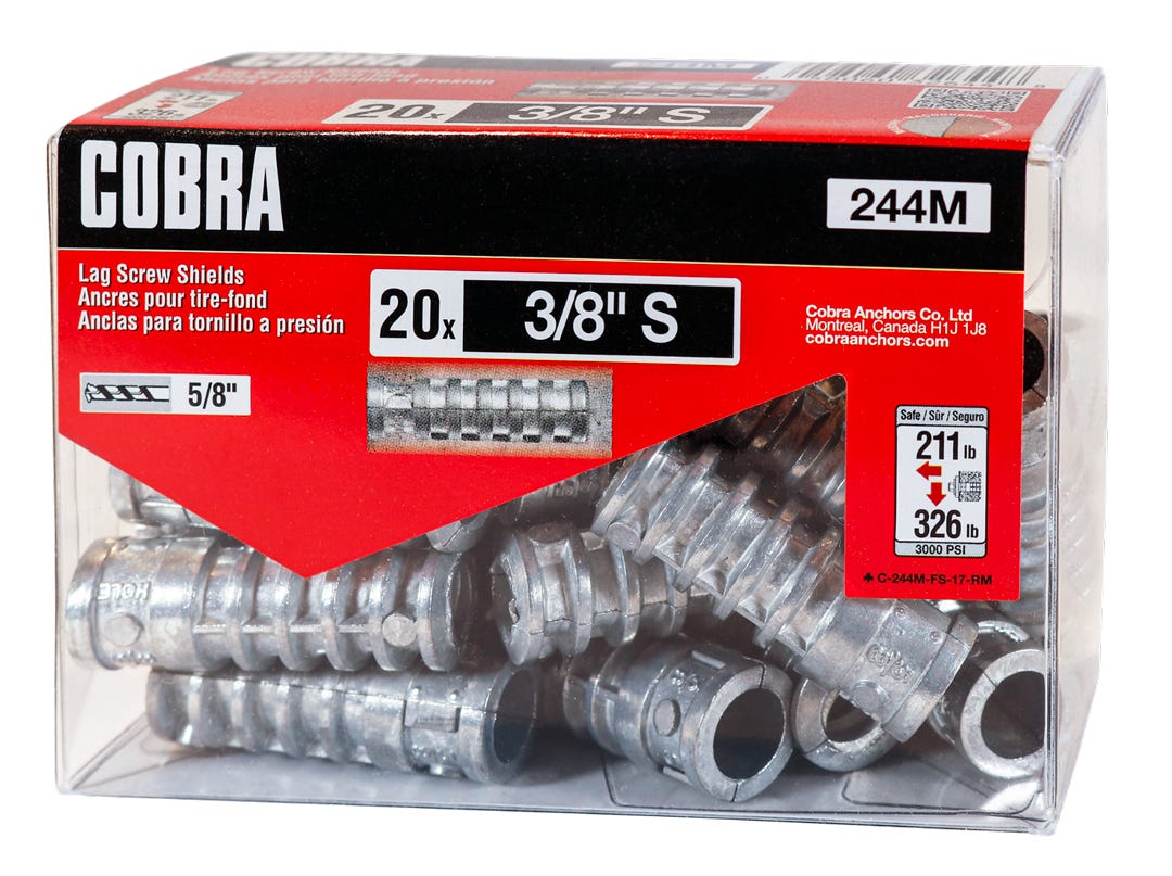 Masonry Lag Scews Anchor, 3/8 in. S, without Bolt, 20/Pack