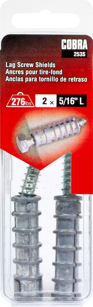 Masonry Lag Scews Anchor, 5/16 in., L + Bolt x 2-1/4 in., 2/Pack