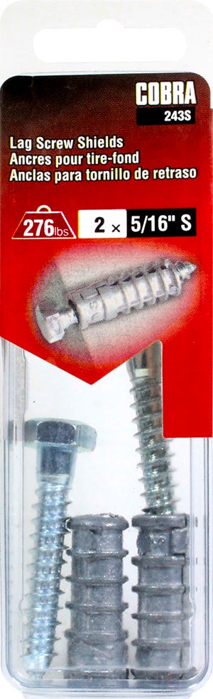 Masonry Lag Scews Anchor, 5/16 in., S + Bolt x 1-3/4 in., 2/Pack