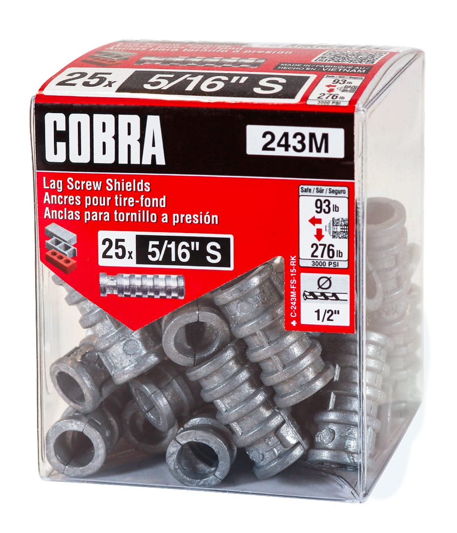 Lag Srew  Shields, 5/16 in. S +  Bolt 1-3/4 in., 25/Pack