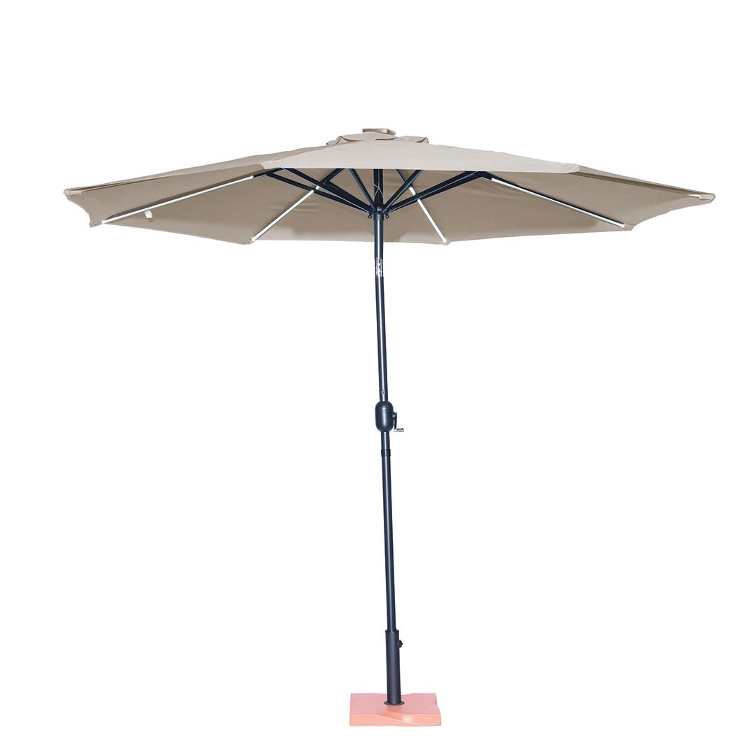 Maya Solar Led Lights Market Umbrella, 9-ft., Beige