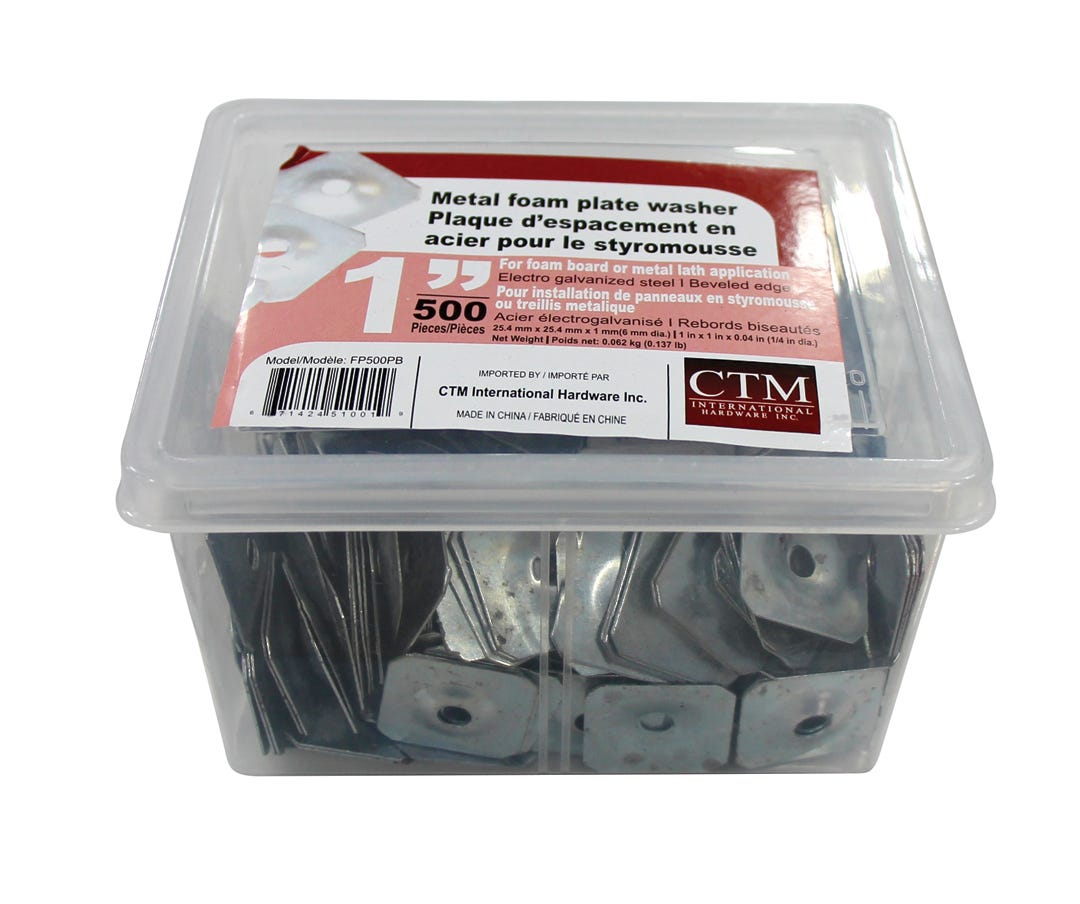 Metal foam plate washer, 1 in., 500/box