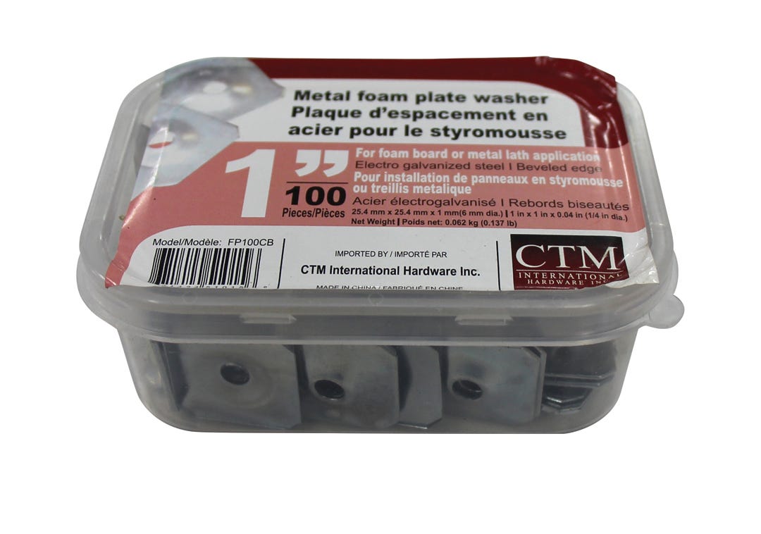 Metal foam plate washer for foam board installation