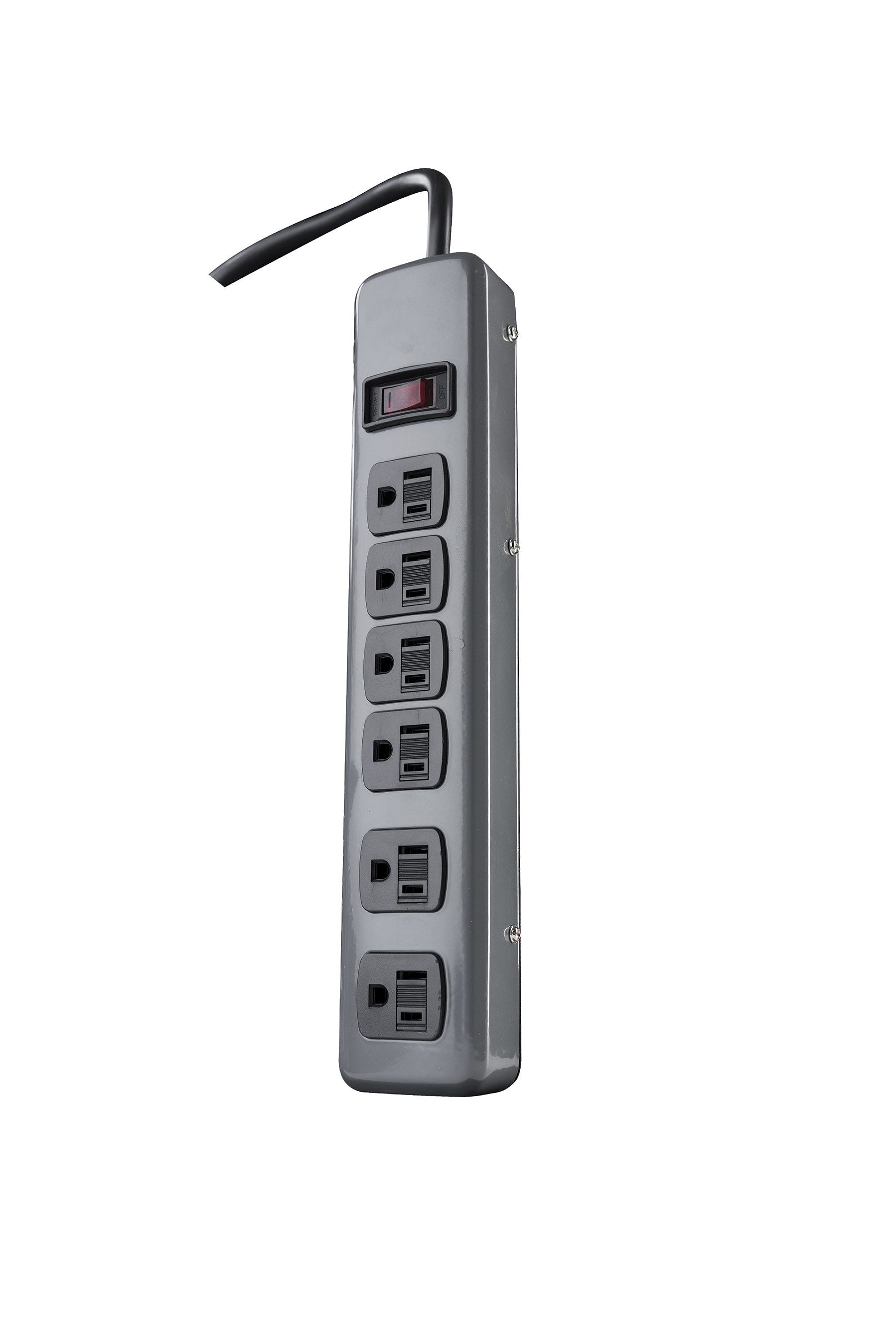 Metal Housing Power Strip, 6 Outlet