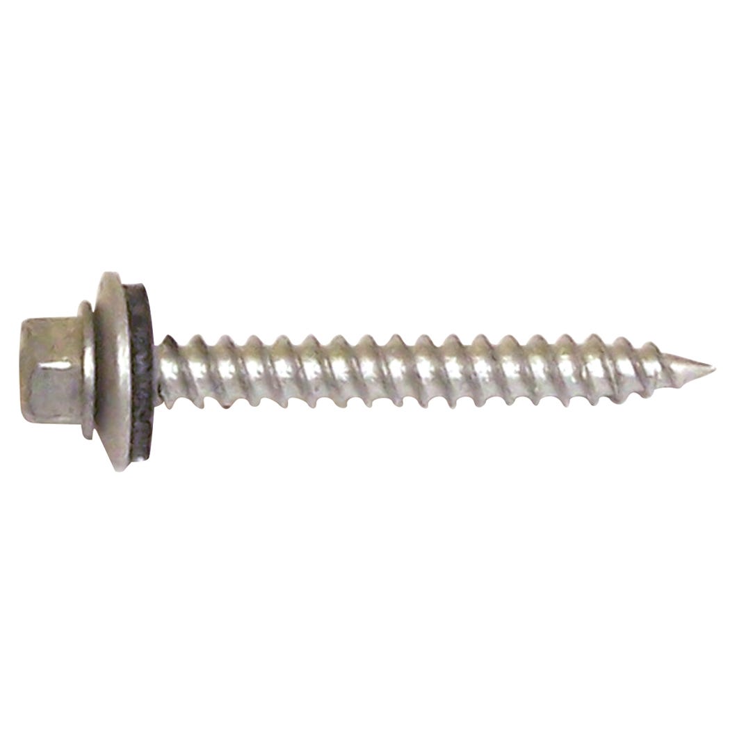 Metal Screw Zinc Plated, Hex Head + Steel/Neoprene Washer, #14 X 2-in., 500/Pack