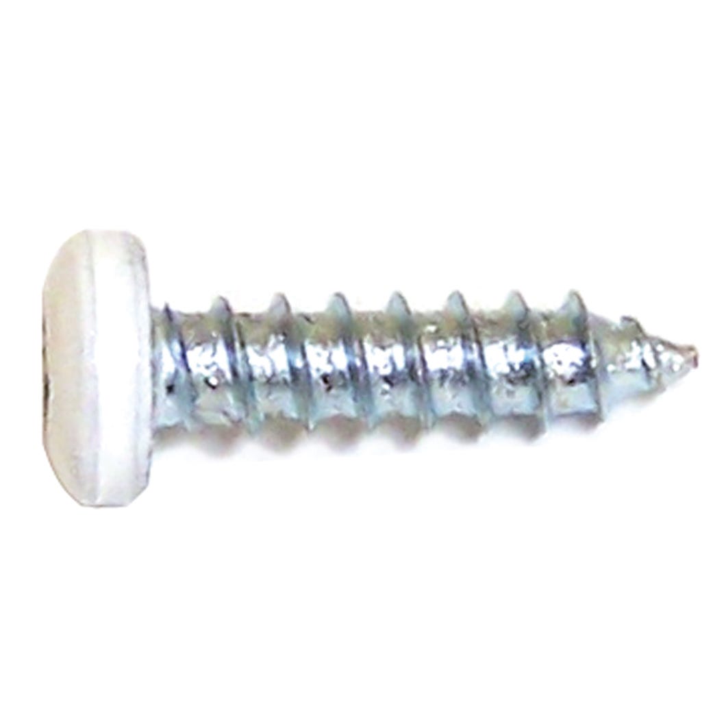 White Pan Head Metal Screw, Square Drive, #8 X 3/8-in., 100/Pack