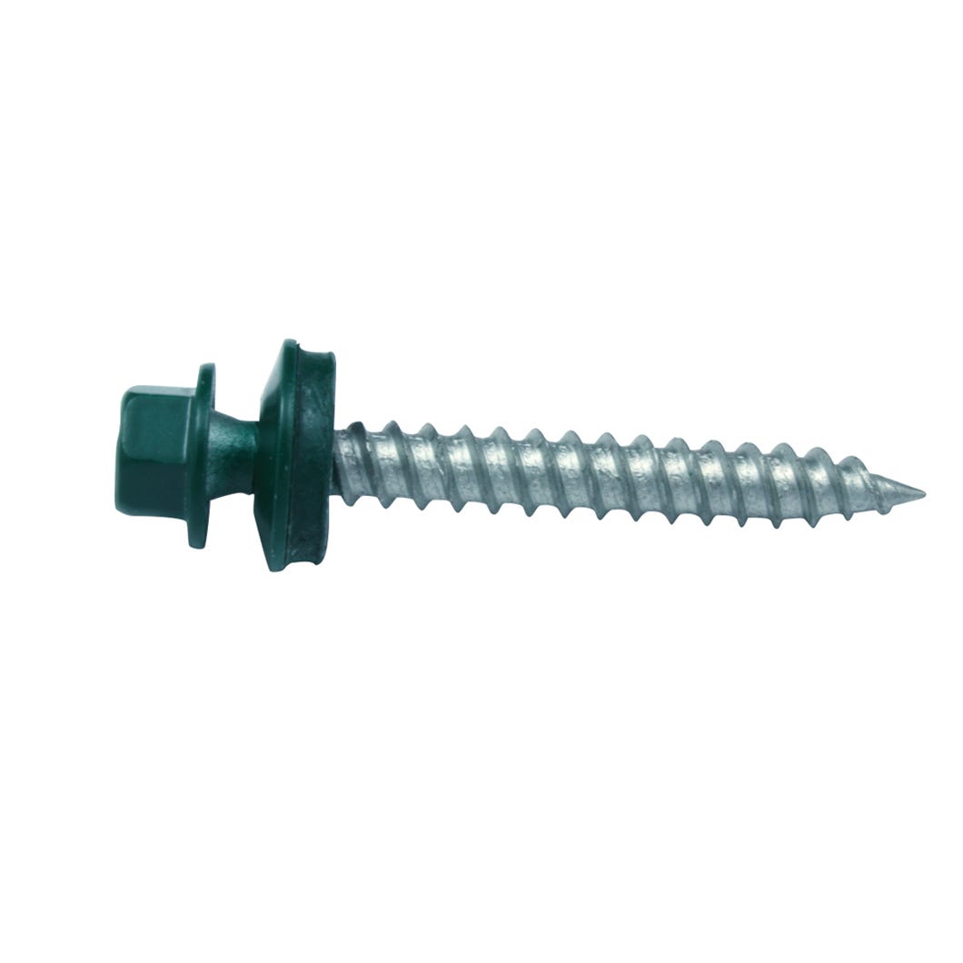 Metal Screw Green Hex. Head 1/4, Washer #9 X 1 1/2-in., 100/Pack