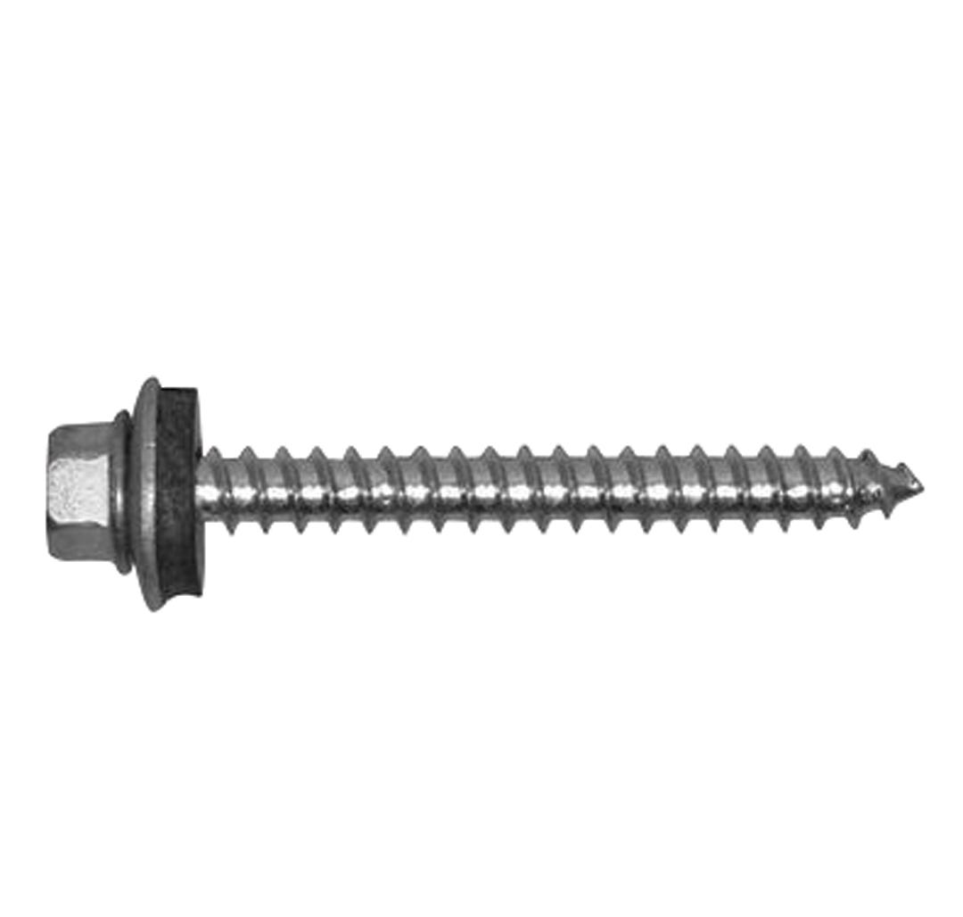 Metal Screw Hex. Head 1/4 with Washer, 1-in., #9, 100/Pack