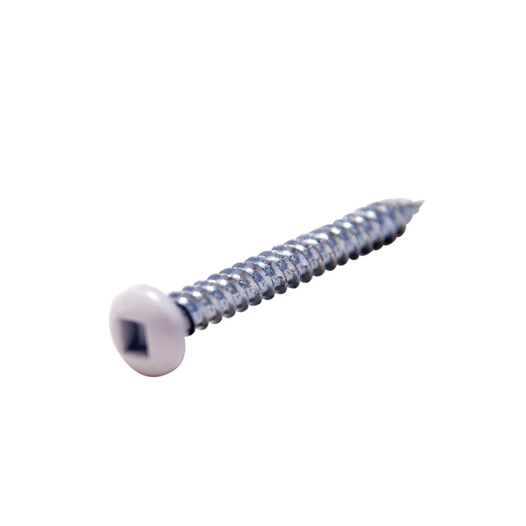 Metal Screw Pan Head, #8, White, 1 1/2-in., 100/Pack