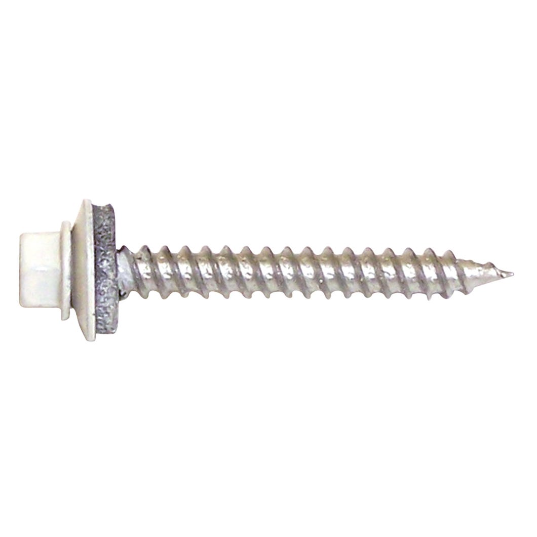 Metal Screw White Hex. Head 1/4 Washer, #9 X 1 1/2-in., 100/Pack
