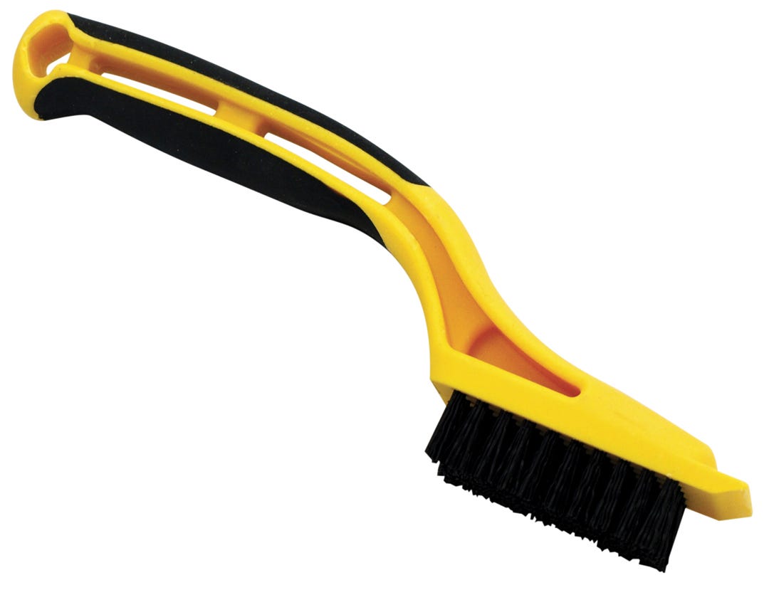 Mini Wire Brush Nylon Bristles with Built in Plastic Scraper