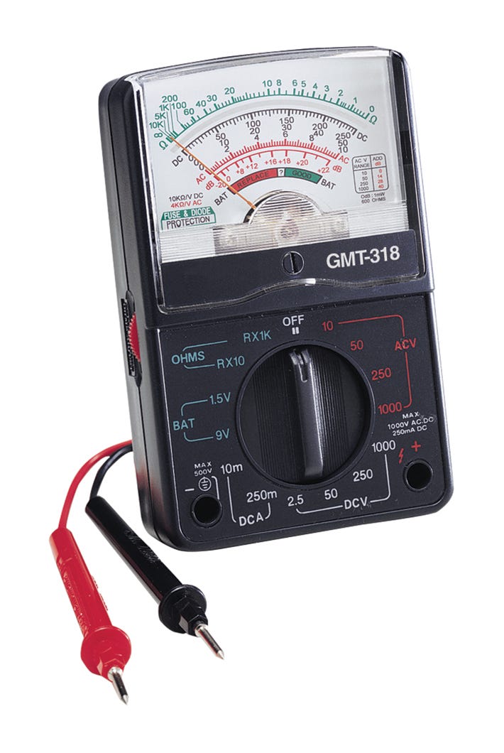 Multimeter Analog, 1,5 & 9V Battery Testing