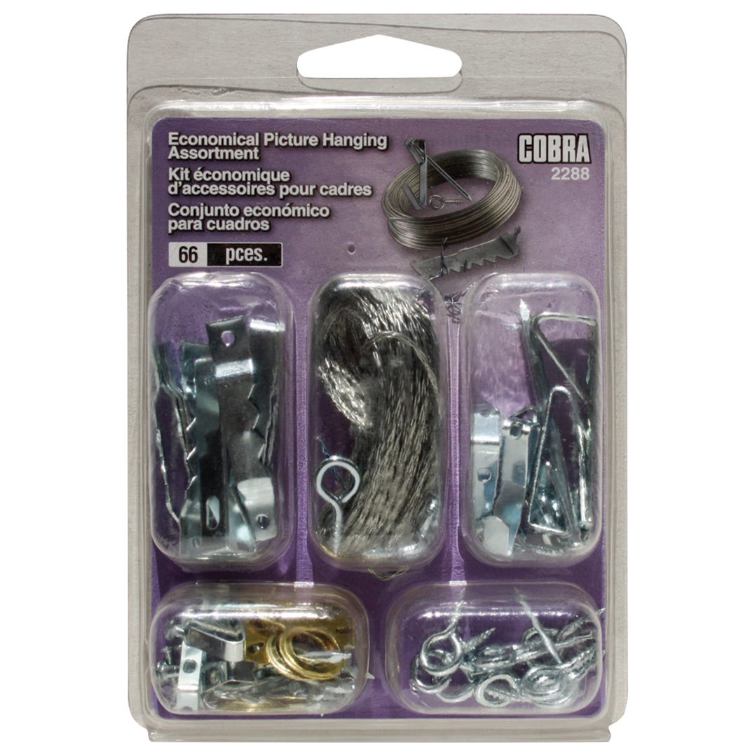 Kit Economical Picture Hanging Assortment, 66/Pack