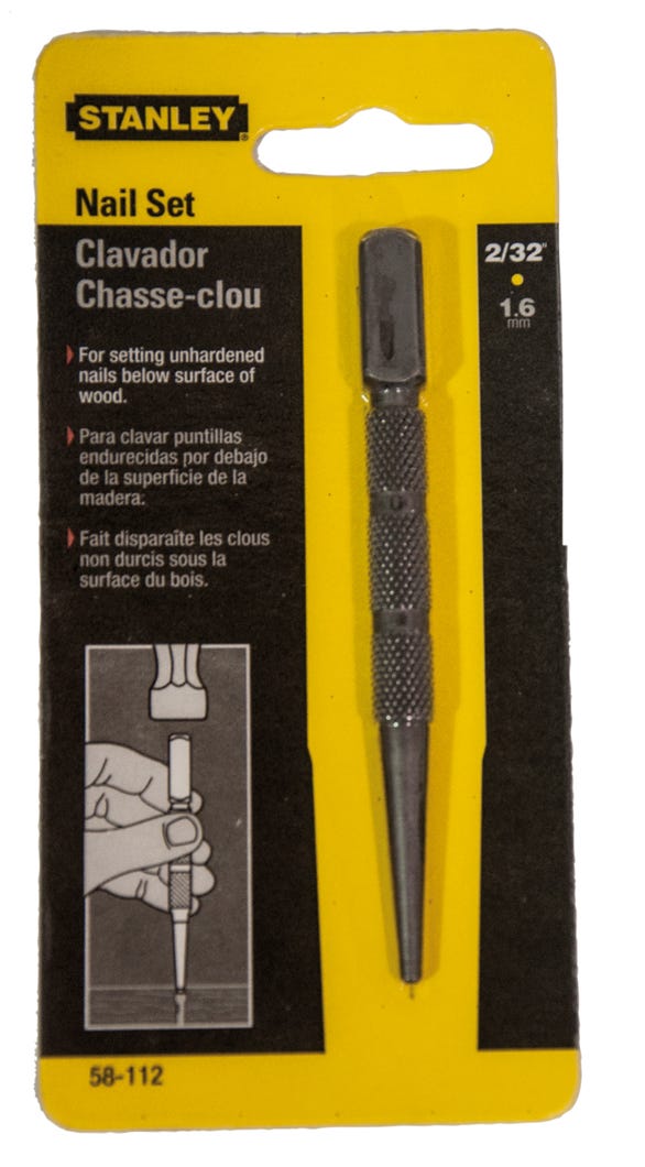 Nail set steel - square head 4 in x 2/32 in