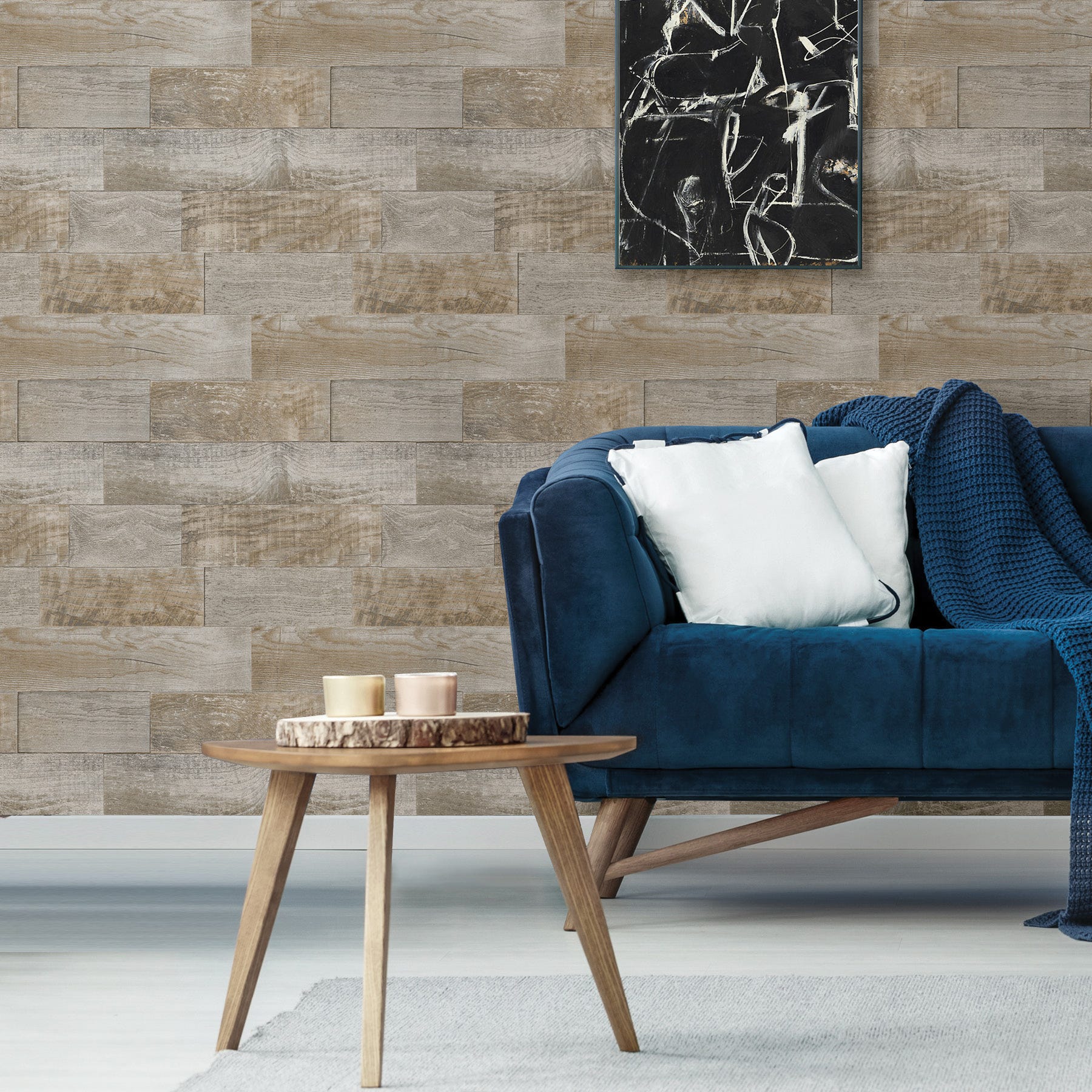 Natural Salvaged Scott Living Peel & Stick Wallpaper, Brown
