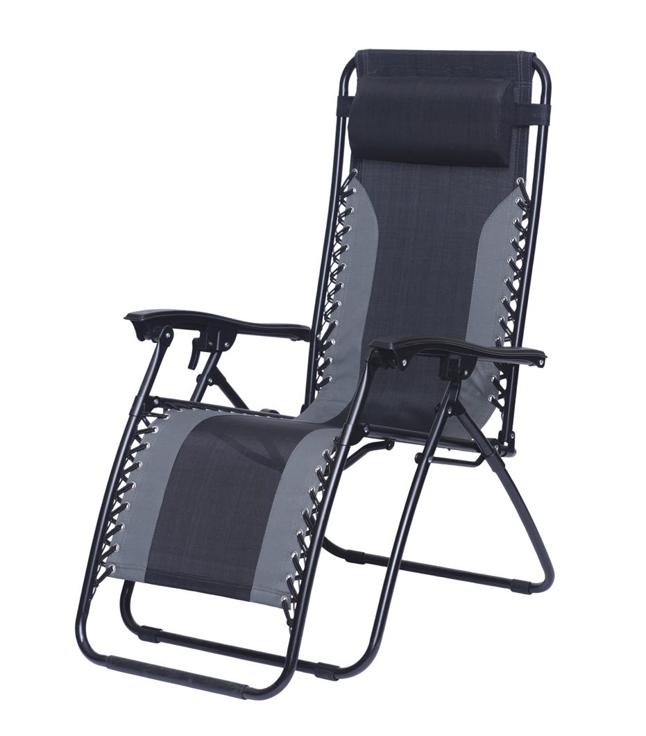 NICE Zero Gravity Reclining and Folding Lounger, Grey and Black