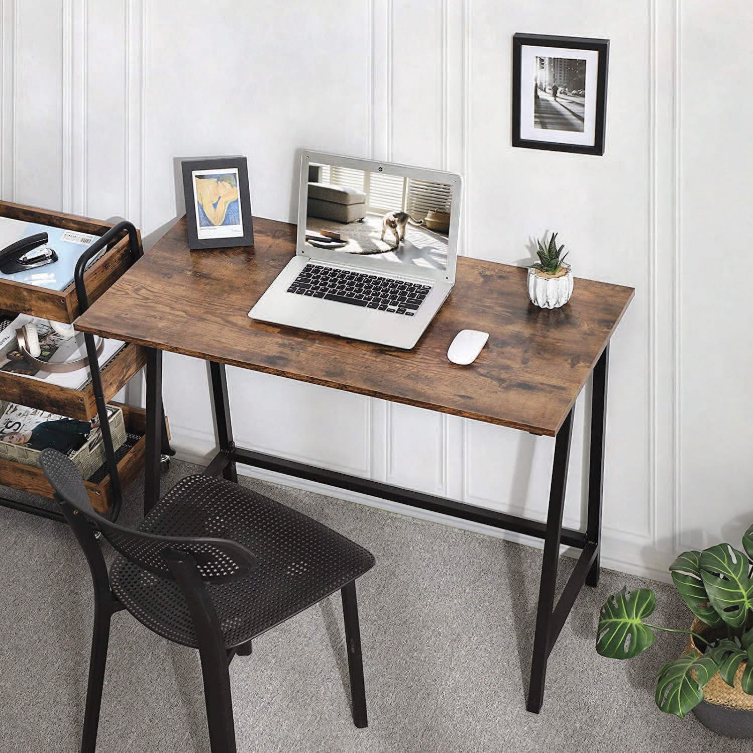 Infinity Office Desk, Black & Wood, 39,4 in. x 29,5 in. x 19,7 in.