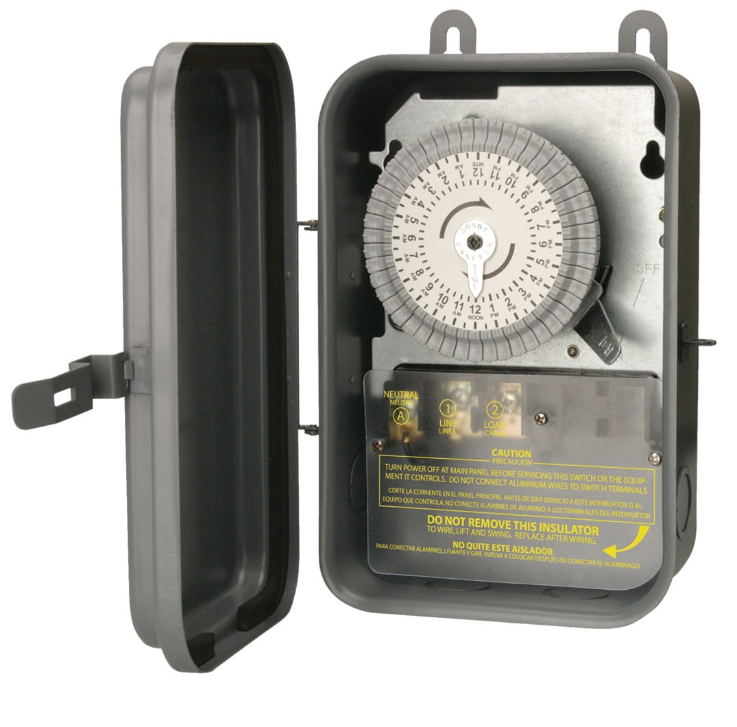 Outdoor Mechanical Time Switch with Metal Box, 24-in.tervals Per Day, Heavy Duty