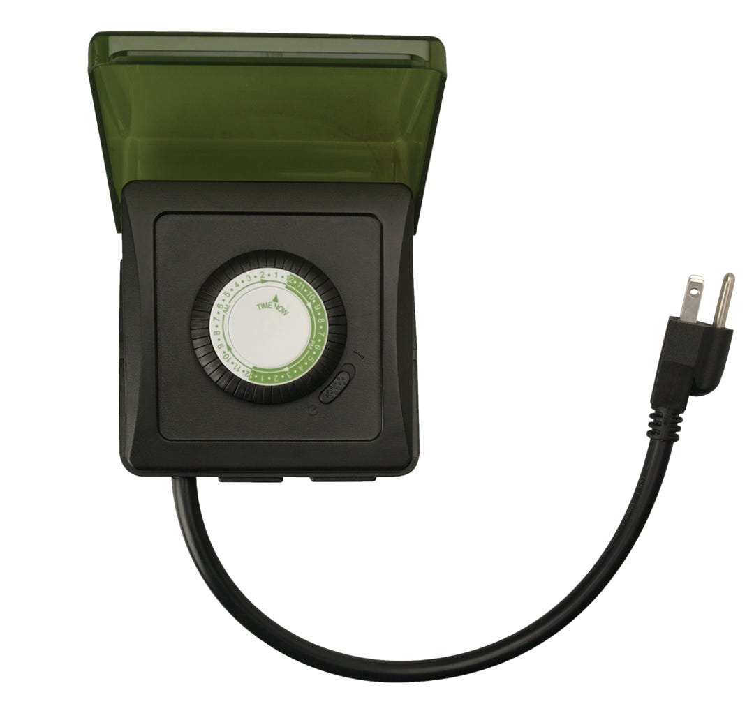 Outdoor Mechanical Timer 24 H, 30 Min-in.terval with 2 Outlet, Heavy Duty