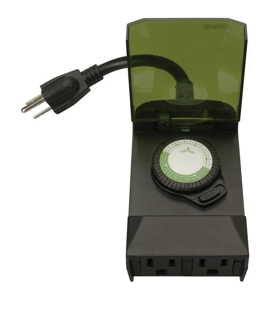 Outdoor Mechanical Timer 24 H Programmable, 3 Conductor/2 Outlets
