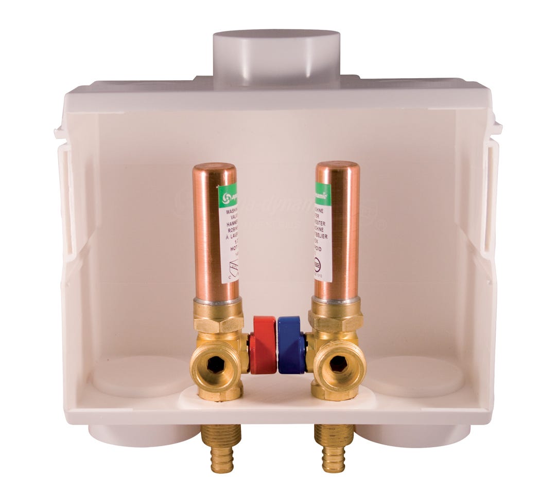 Outlet Box Washing Machine, 2 PEX Valve/Drain/Arrester