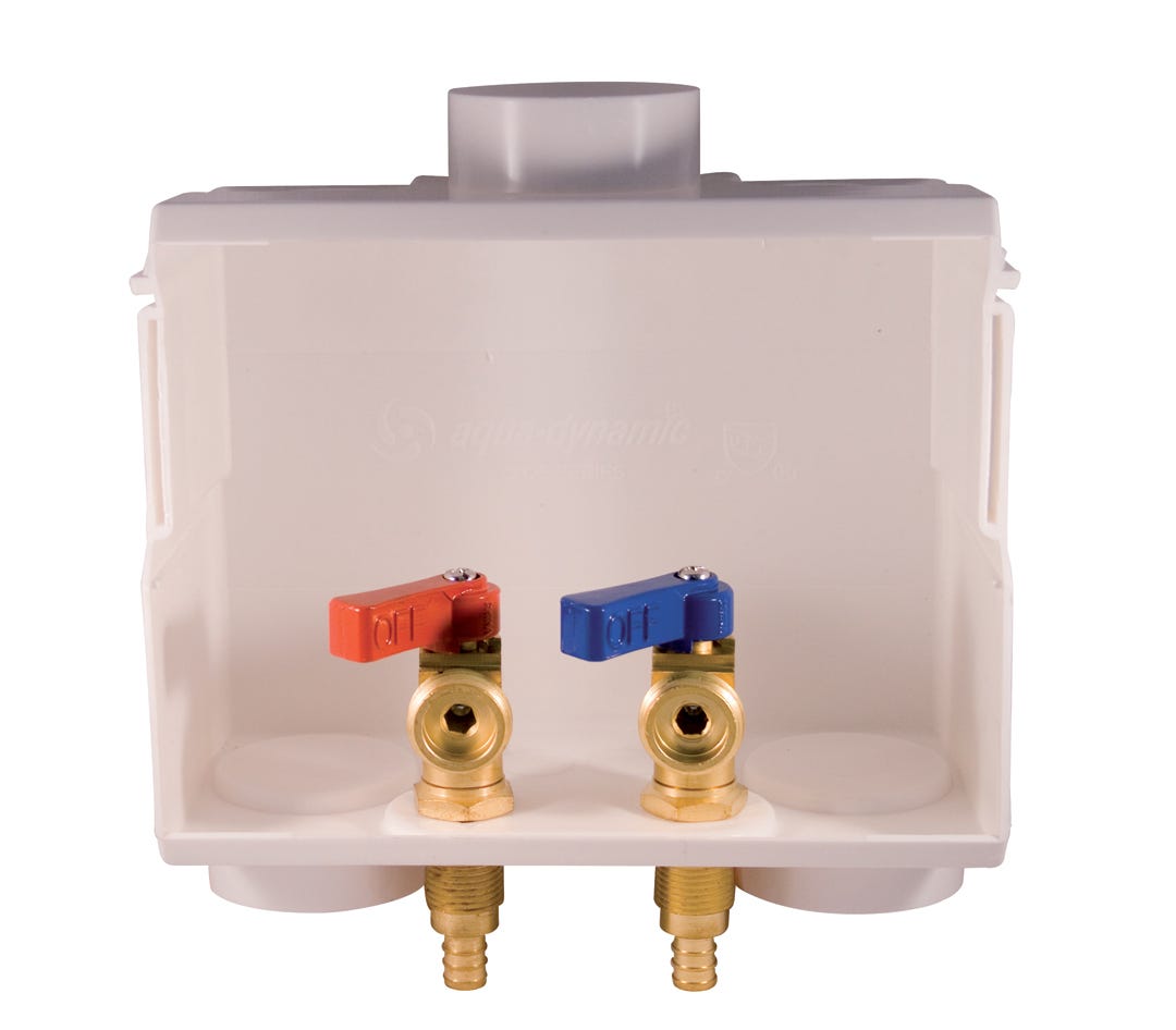 Outlet box washing machine with 2 pex valve / drain