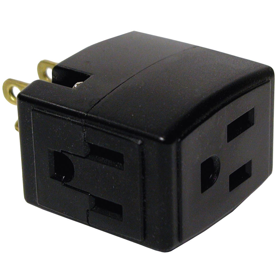 Outlet Cube Adapter, 3 Outlets, 3 Wires