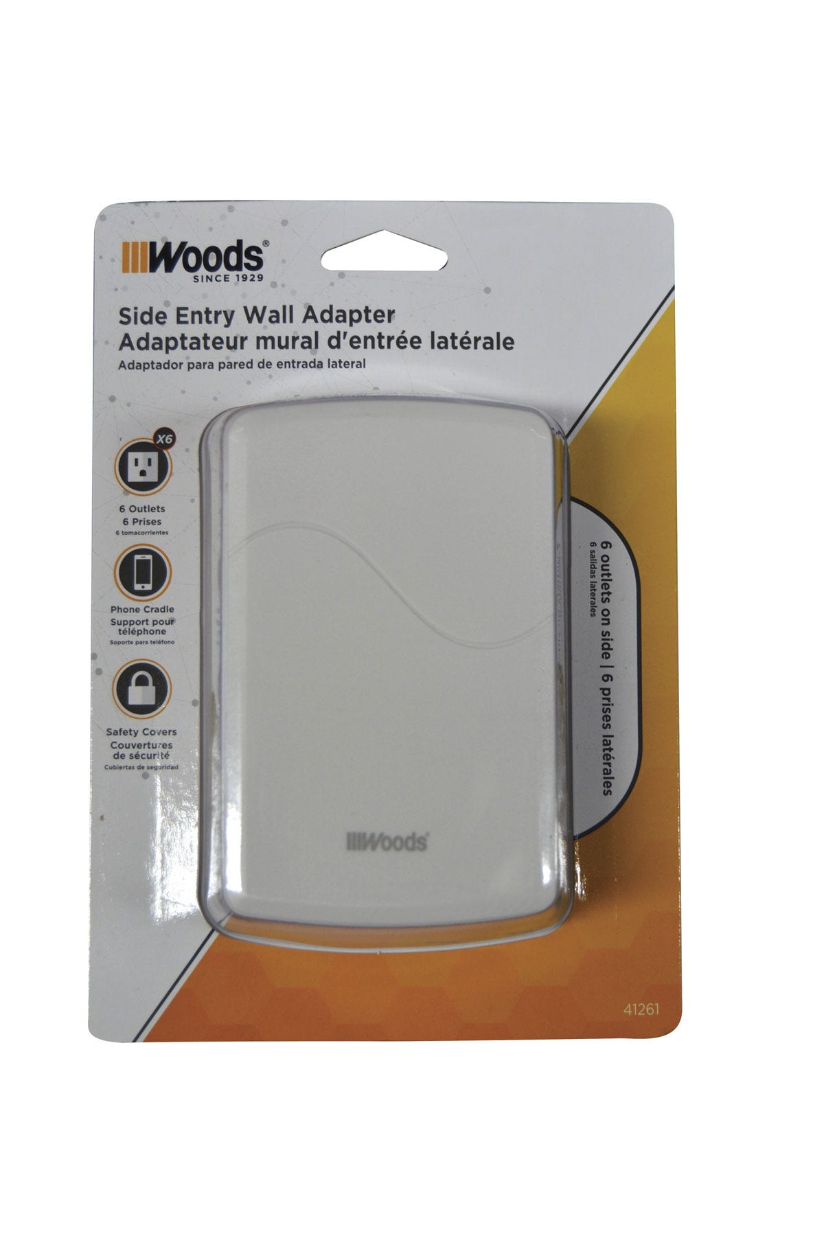 Outlet lateral space saver with phone cradle