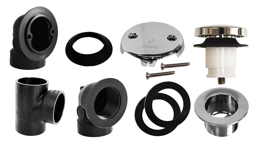 Overflow/Drain Pipe Kit ABS with Push-Drain