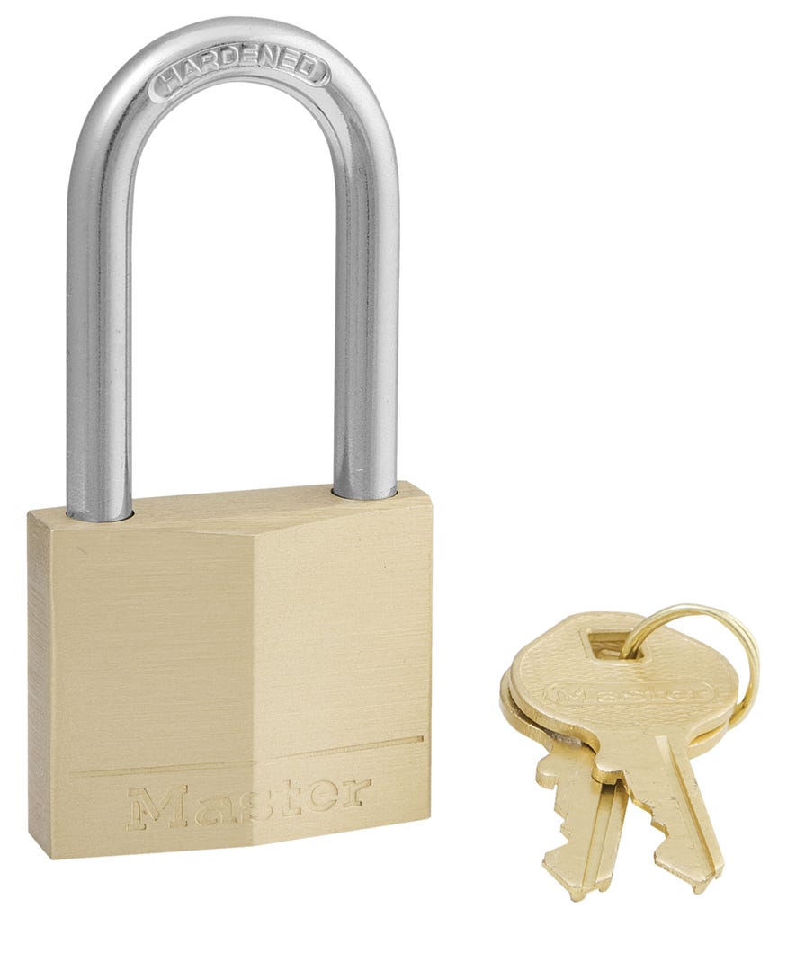 PadLock Solid Brass Body with Key, Long Shackle