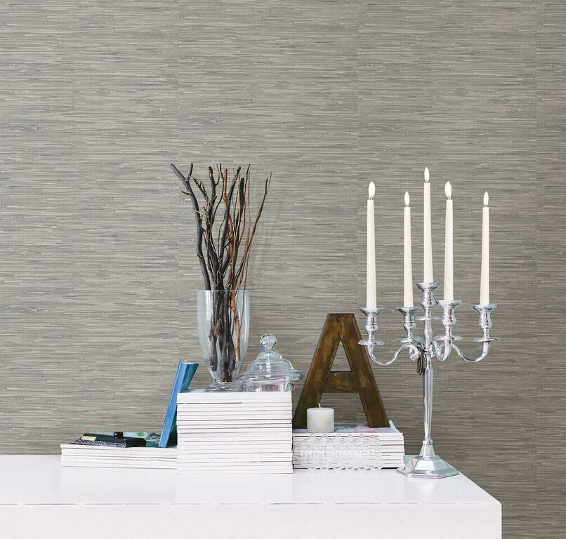 Peel & Stick Wall Paper, Tibetan Grasscloth, Grey
