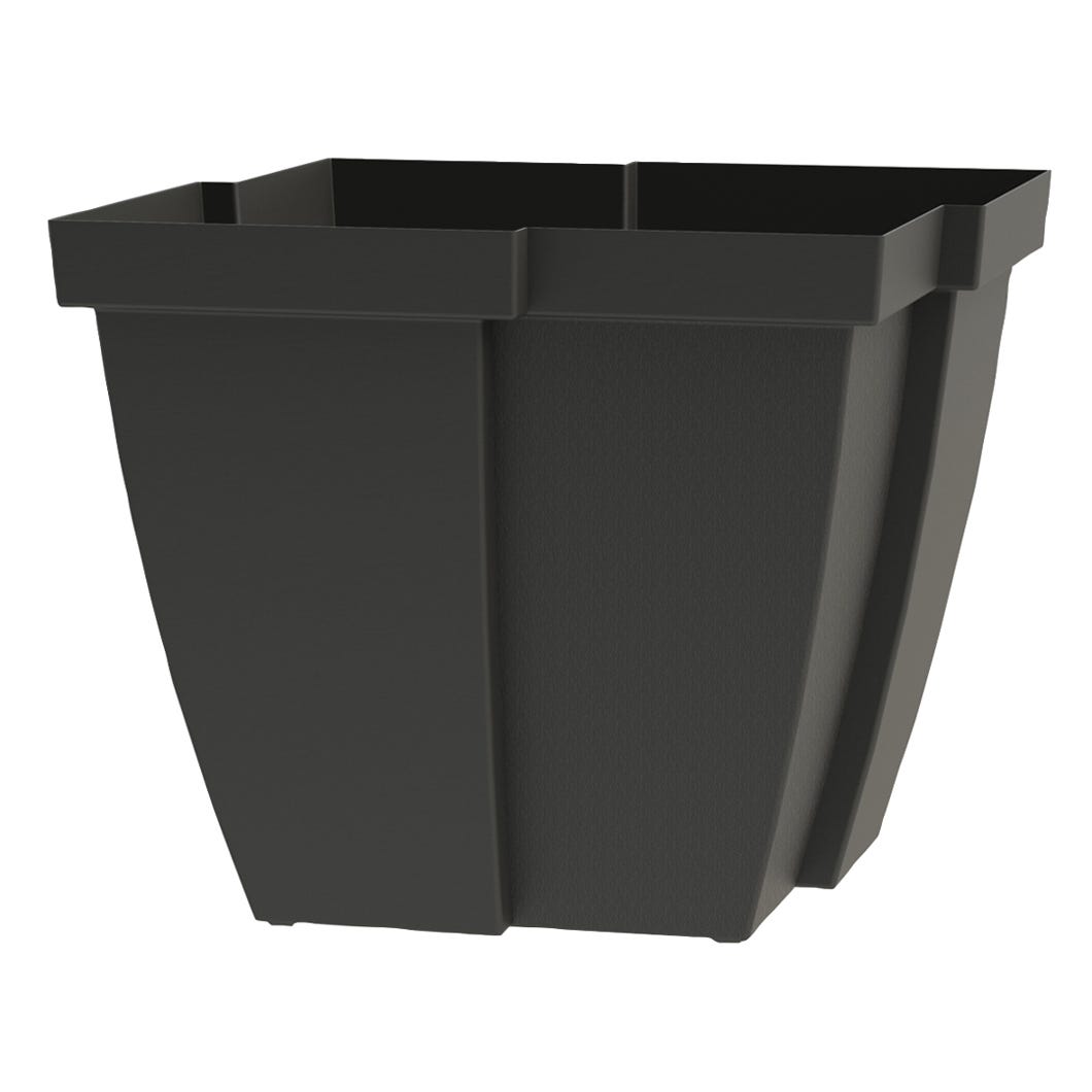Quattro Square Plastic Planter, Black, 15.5-in.