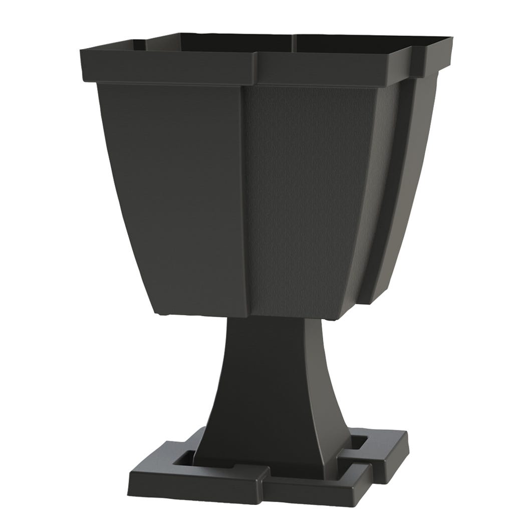 Quattro Square Plastic Planter, Black, 15.5-in.