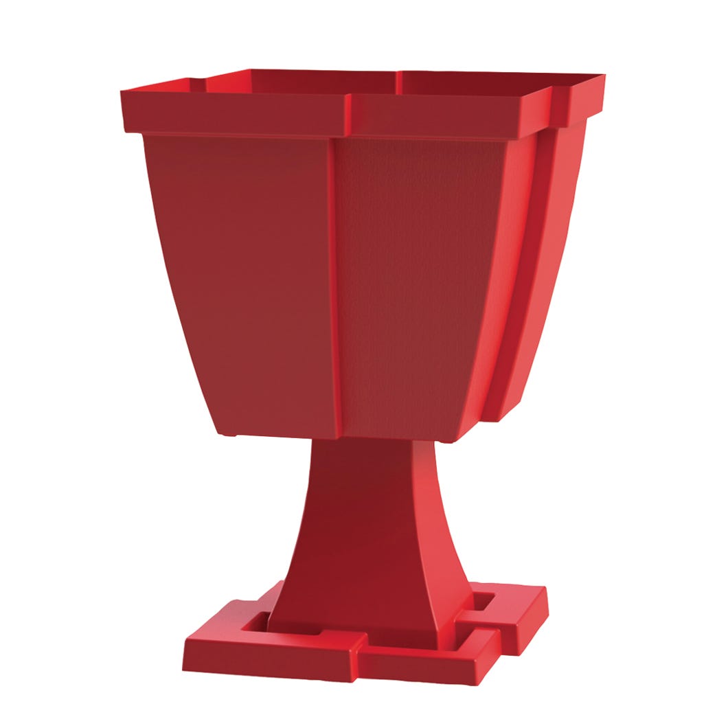 Quattro Square Plastic Planter, Red, 15.5-in.