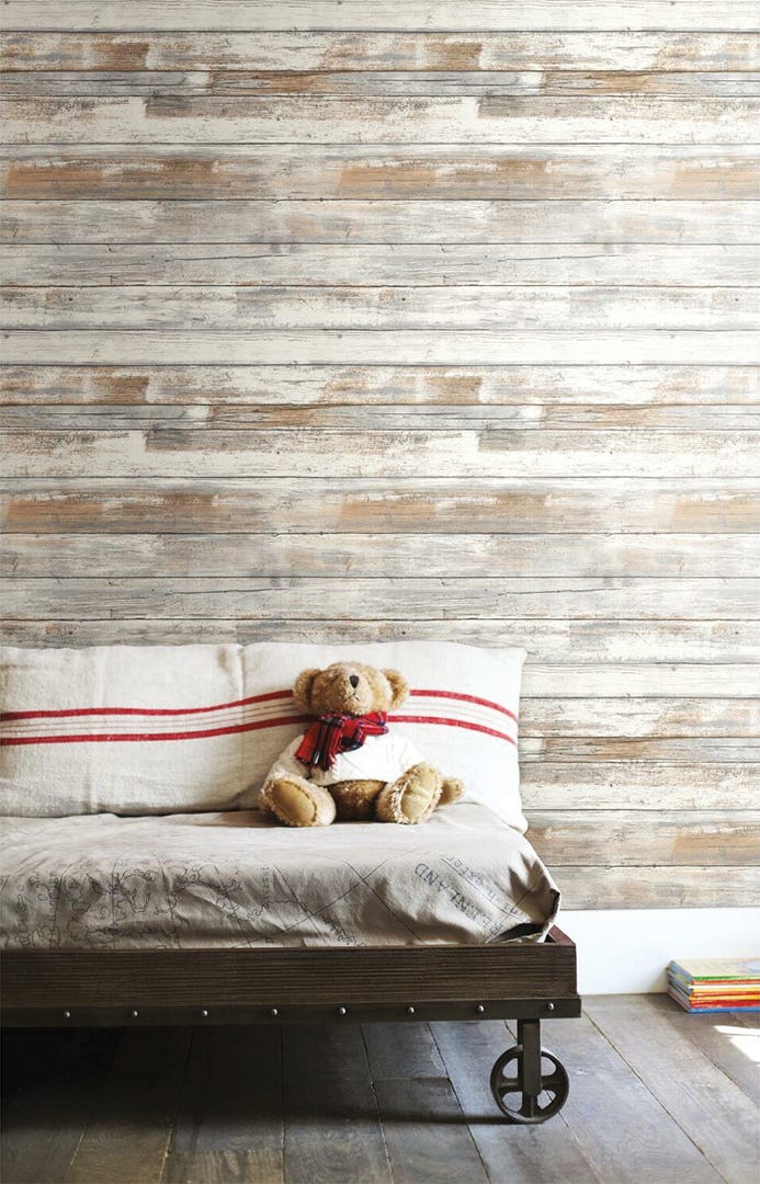 Peel & Stick Wall, Distressed Wood