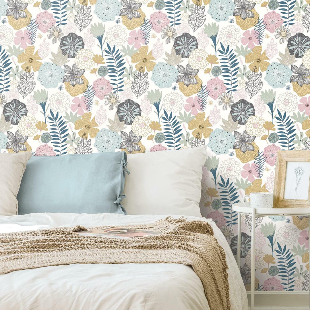 Peel & Stick Wall, Perennial Blooms, Pink