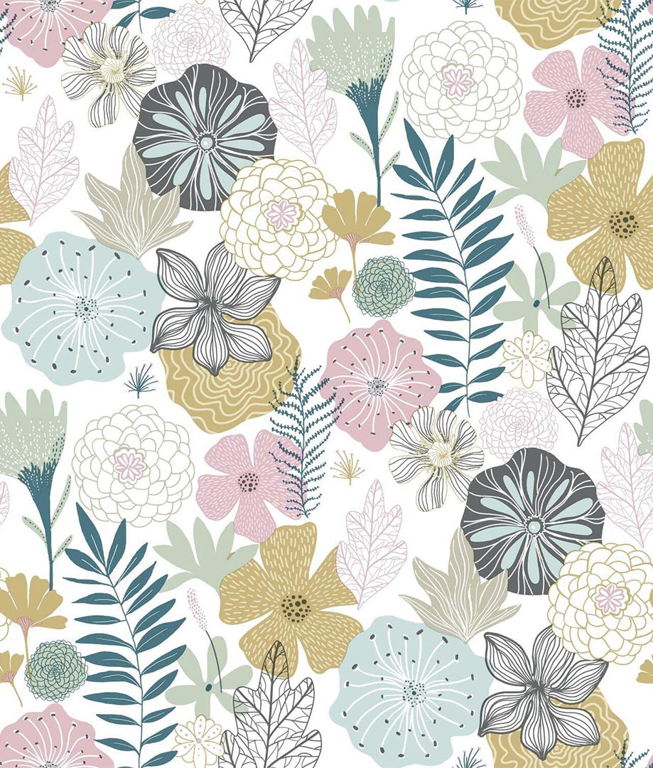 Peel & Stick Wall, Perennial Blooms, Pink
