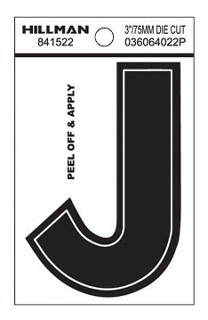 Peel-Off Mailbox Letter J Vinyl