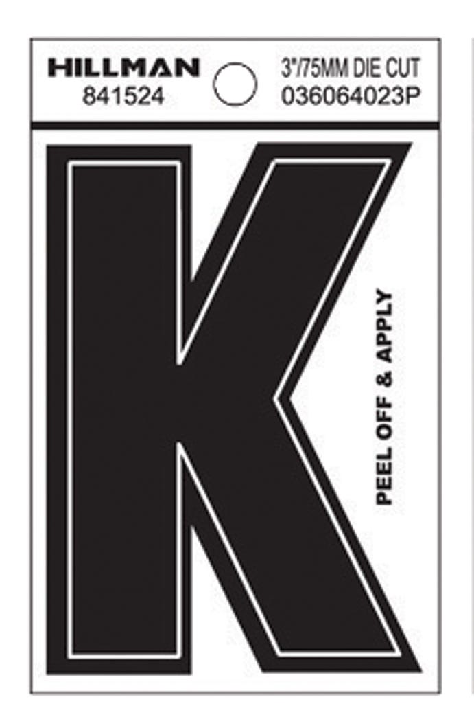 Peel-Off Mailbox Letter K Vinyl