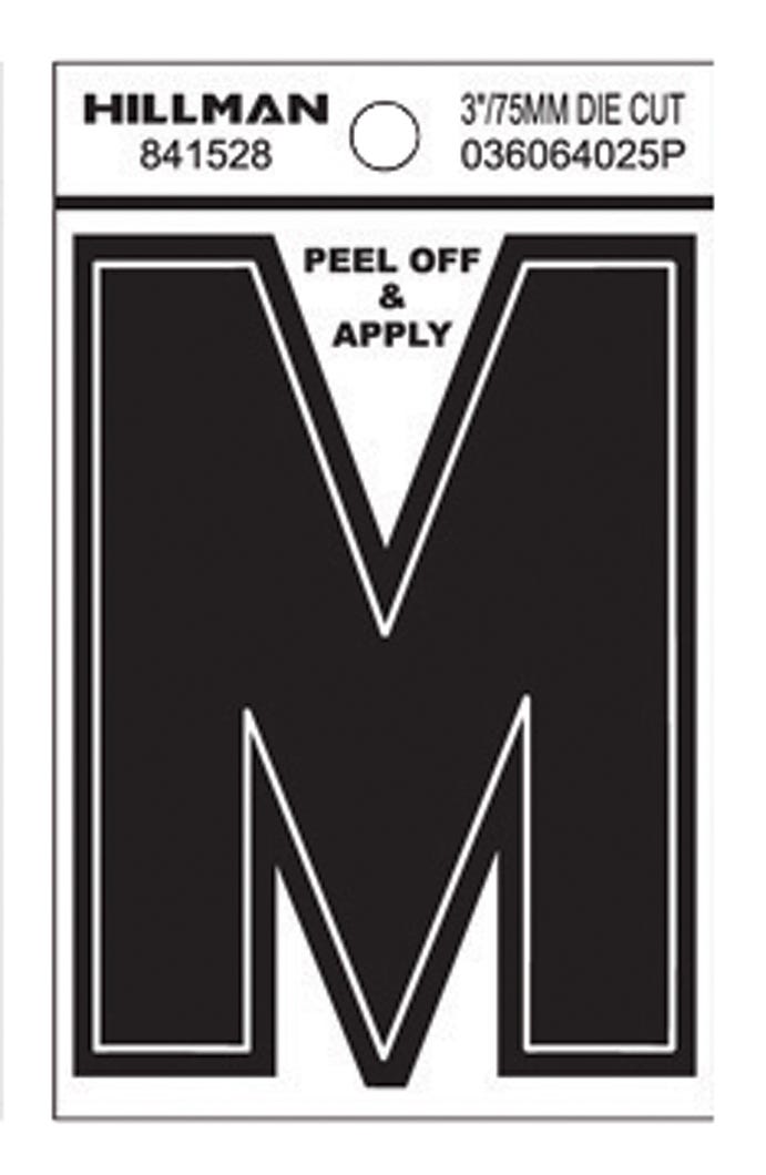 Peel-Off Mailbox Letter M Vinyl