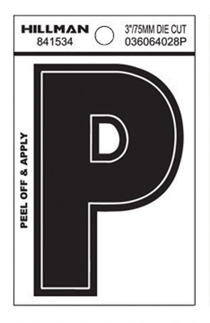 Peel-Off Mailbox Letter P Vinyl