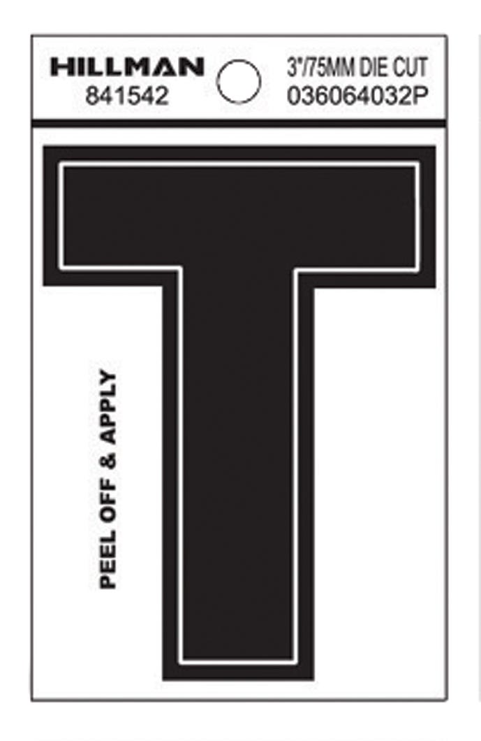 Peel-Off Mailbox Letter T Vinyl