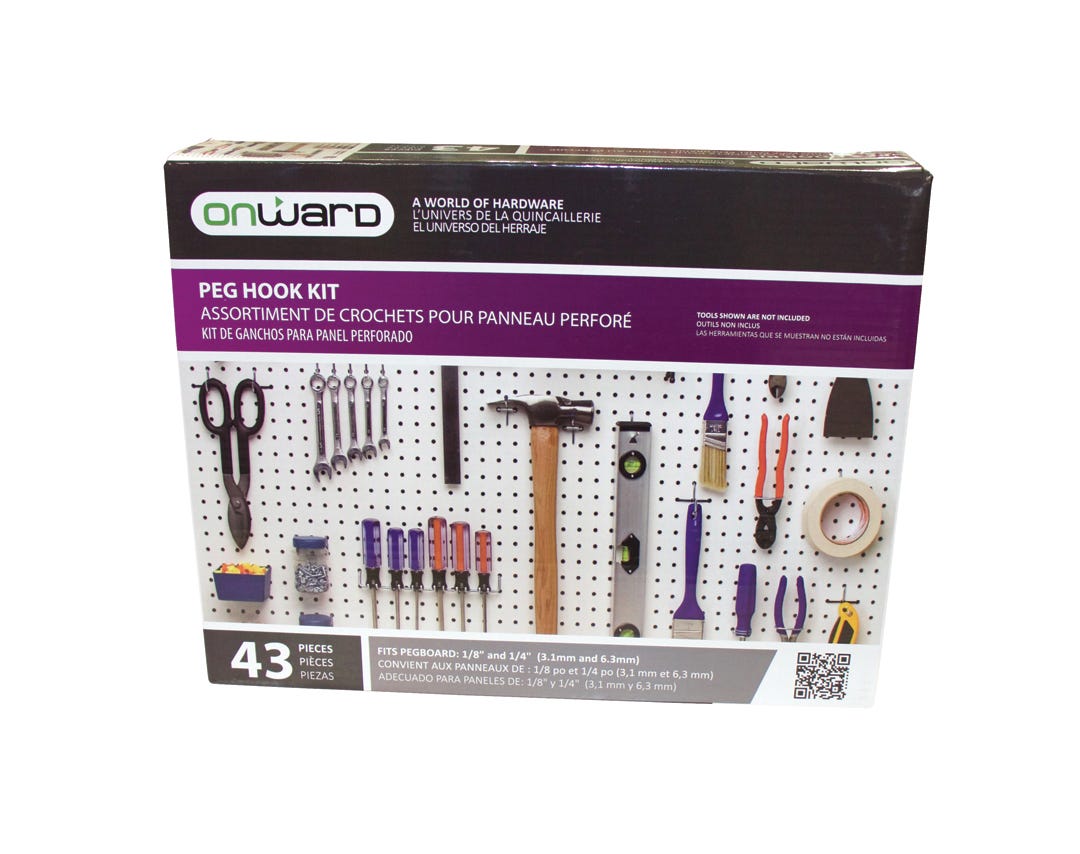 Peg Hook Kit for Pegboard, 43/Pack